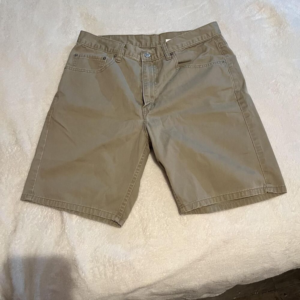VintageLevi's 505 Chino Shorts Mens 34 Beige Flat Front 11in Inseam Regular Fit